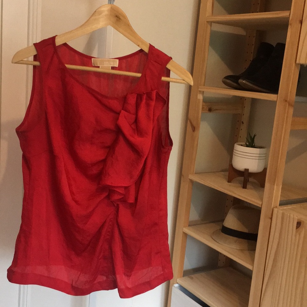 Michael Kors Red Ruffle Blouse